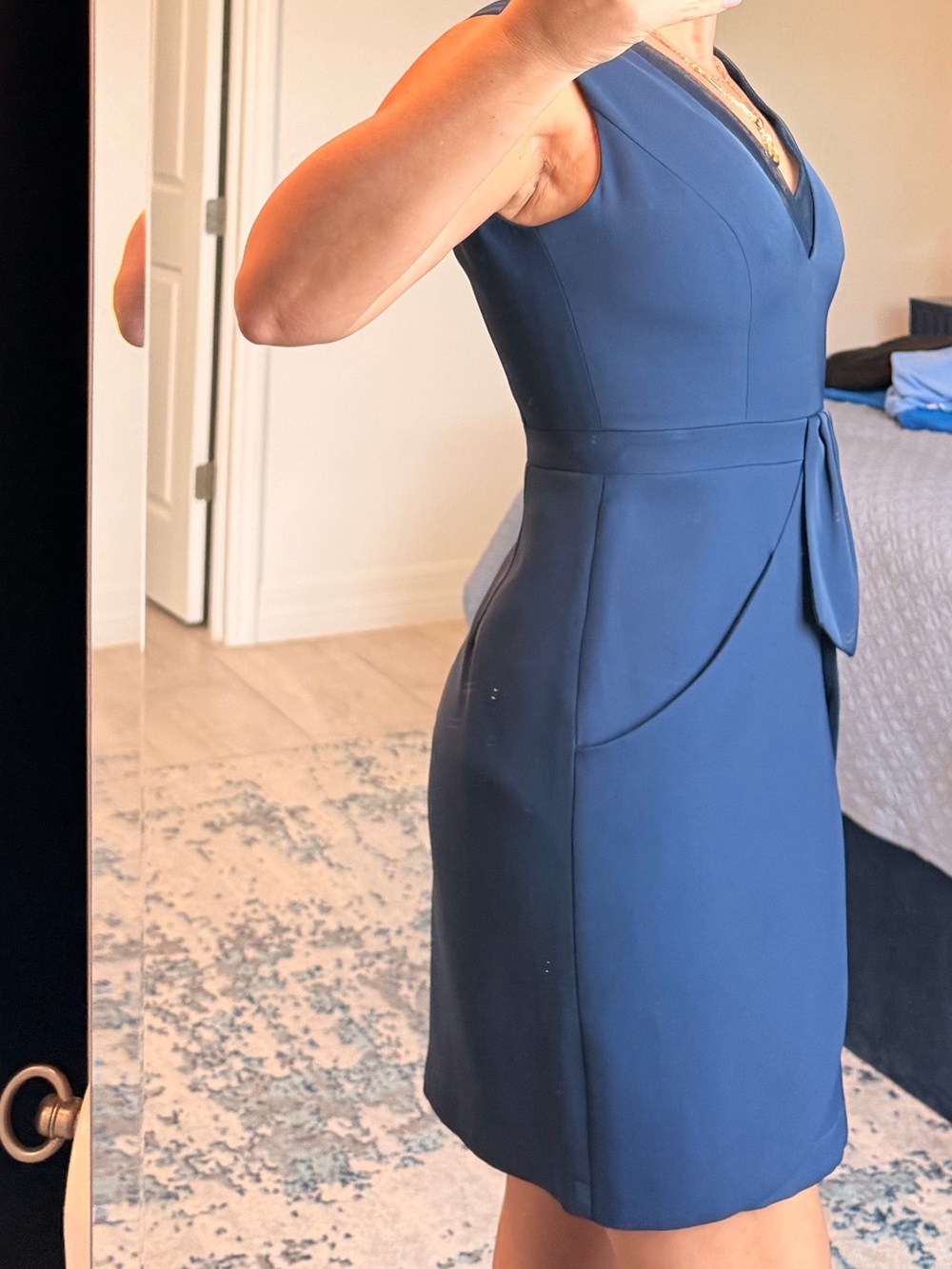 BCBGMaxAzria Navy Sleeveless V-Neck Mini Dress